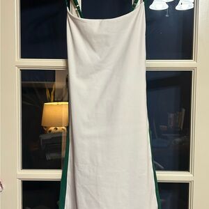 Chic Strapless White and Green Dress